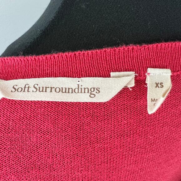 Soft Surroundings Pink XS Cardigan Sweater Embroidered Cranes Birds Long Sleeve - Picture 9 of 10